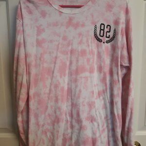 Long sleeve pink & white tie dye flirtitude tee